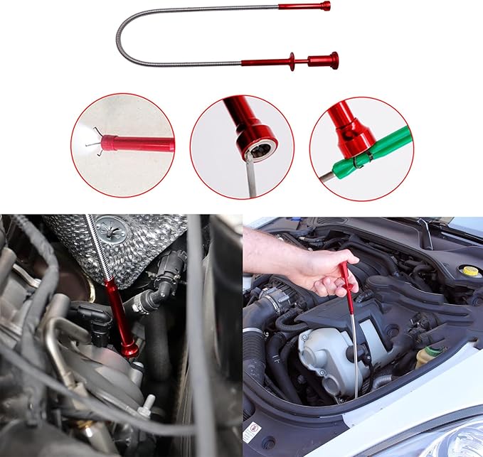 25 PCS Car Tool Kit,Magnetic Flexible Claw Grabber Pickup Tool with Bright LED Light