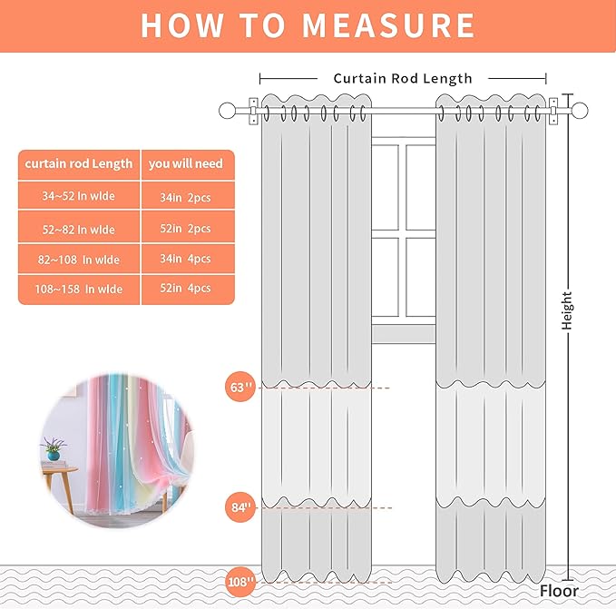 XiDi Blackout Curtains for Girls Bedroom, Girls Room Decro for Kids Room, Colorful Rainbow Style, Unicorn Wall Decor Ombre Curtains, Princess Room 72 Inches Long Pink/Blue