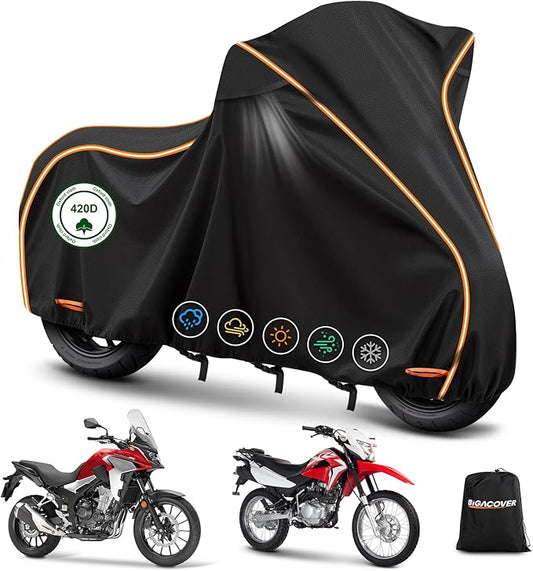 420D Waterproof Motorcycle Cover for Honda Africa Twin,CRF250f, CRF300l and NC750X/CB500X/XR150, Outdoor Bike Cover Windproof Heavy Duty Waterproof All Weather Protection