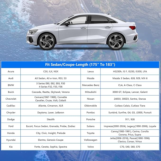 GUNHYI Car Cover Waterproof All Weather for Automobiles, Outdoor Full Car Cover Snowproof Windproof UV Protection, Universal Fit for Sedan. (Fit Sedan Length 175-185 inch, Silver)