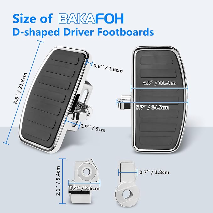 D-shaped Driver Footboards Front Rider Foot Rest Floorboards for Indian Scout Sixty Bobber 2015-2025 Models Foot Pegs Accessories(Chrome, Stripe B)