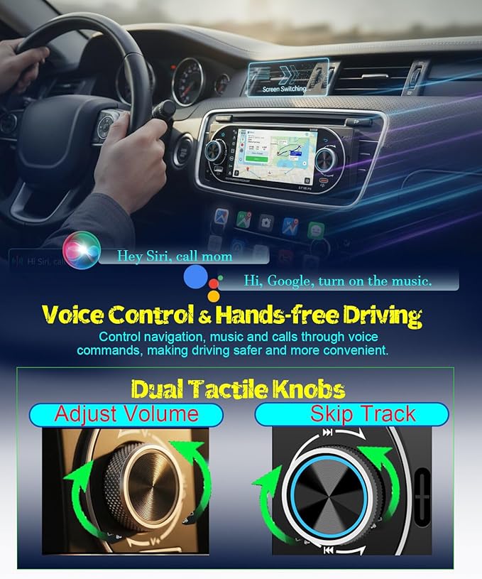 5.1" Single Din Car Stereo Wireless Apple CarPlay Android Auto, IPS Touchscreen Car Radio Bluetooth 5.2, FM/AM/RDS, USB Type-C Fast Charging, 4×45W Car Audio, Backup Camera, Fits Most Single DIN Cars