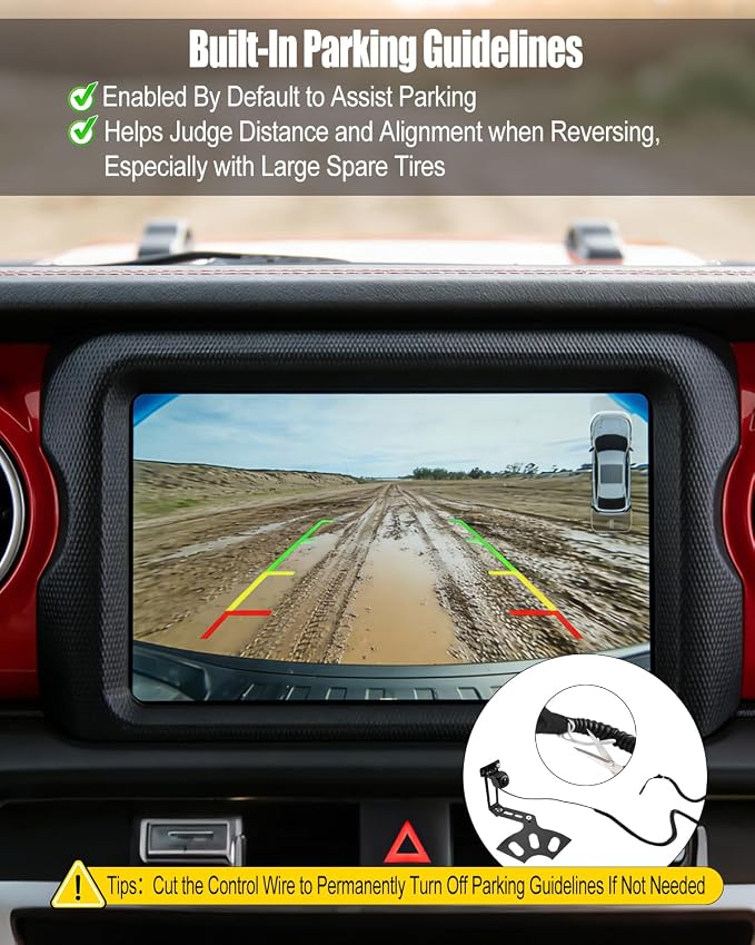 Spare Tire Backup Camera Fit for Jeep Wrangler JK JKU Rubicon Commander Patriot Liberty 2007-2018, Flexible Mount, Adjustable Rear View and Waterproof