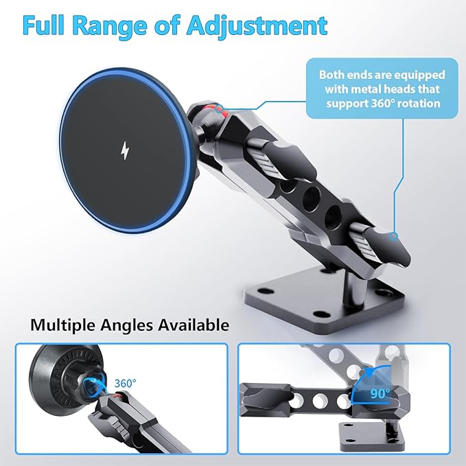 for Jeep 2024 2025 2026 Wrangler JL JLU Gladiator JT 4XE Phone Mount, Wireless Charging Phone Holder for JEEP Wrangler Gladiator 2/4 Door Accessories, Made of Metal, for All Smartphones (NOT fit JK)