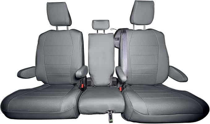 FH Group Custom Fit Car Seat Covers Specifically Made for 2021-2024 Toyota Sienna 7 Seater, Faux Leather Automotive Seat Covers - 2nd Row Solid Gray