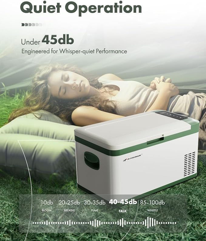 A-Premium 12 Volt Refrigerator 21QT/20.1L Portable Car Fridge Cooler | -4°F~68°F Portable Freezer Fast Cooling with 12/24V DC & 110/240V AC for Home Party Camping RV Roadtrips Truck Outdoor Use