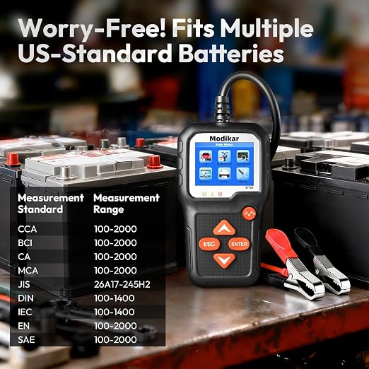 6V 12V Car Battery Tester, 100-2000 CCA Alternator Tester, BT705 | Automotive Battery Load Tester, Digital Battery Checker for Car SUV Motorcycle Golf Carts Lawn Mower Marine RV and Truck