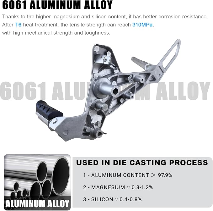 Mokuo High Strength Aluminum Alloy 6061 Motorcycle Footpegs Assembly Footrest Set Kit Right&Left Side Fit for Honda Grom MSX 125 SF 2013-2016