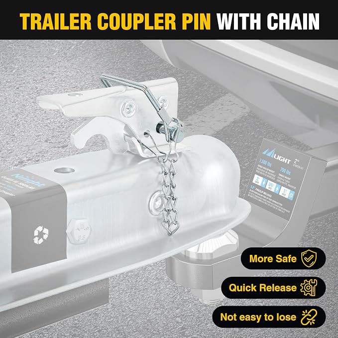 Nilight Straight Trailer Coupler with Security Latch&Chain for 2-Inch Hitch Ball, 3-Inch Channel,5000 LBS,Heavy Duty Trailler Tongue Coupler for Station Wagon, Truck, Bolted & Welded Installation