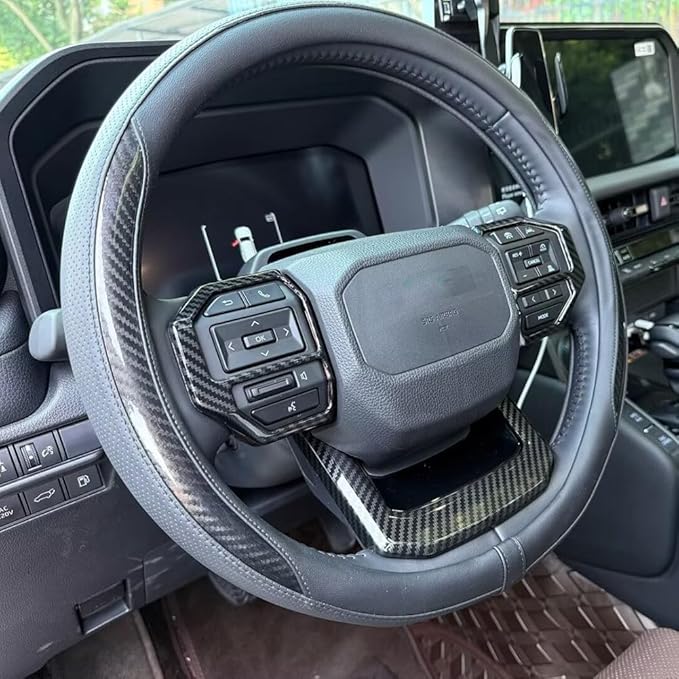 Beautost Fit for Toyota Land Cruiser LC250 2024 2025 2026 Wheel Steering Trim Panel Cover Trims (Carbon Fiber Black)
