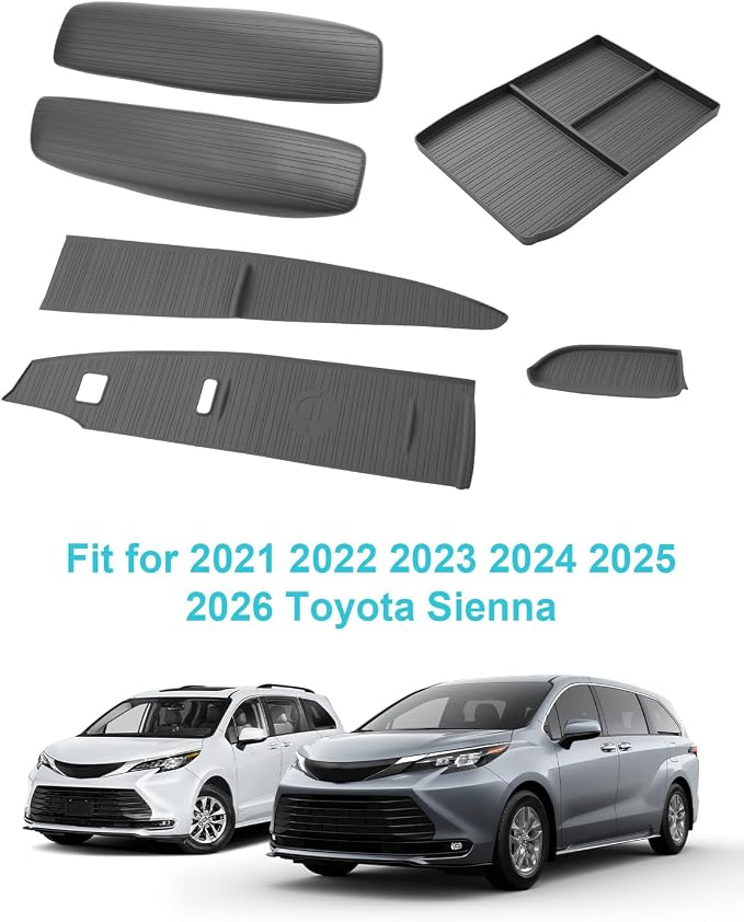 CDEFG 6Pcs for 2021-2025 2026 Toyota Sienna Center Console Cover for for 2021-2026 Toyota Sienna Accessories Dashboard Cover Dash Mat & Armrest Lid Barrier & Armrest Cover TPE Anti Slip Mats