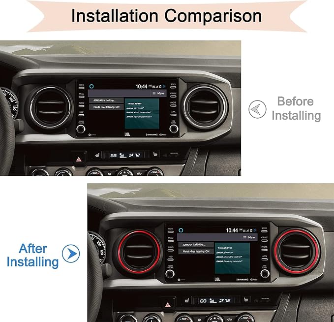 JDMCAR Center Console Organizer and A/C Vent Ring Outer Trim Decoration Covers Compatible with Toyota Tacoma 2016-2021 2022 2023