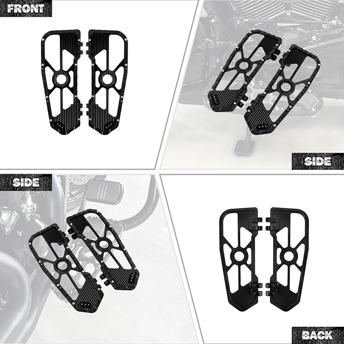 Motorcycle Floorboards Driver Footboards Wide Foot Pegs Board Pedal Compatible with Touring Electra Road Street Glide Softail Road King Black Edge