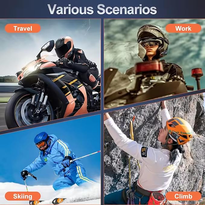 Motorcycle Helmet Bluetooth Intercom IP65 Waterproof Talk Noise Cancelling Dual Communication, 1000mAh Long-Lasting Battery, Helmet Talk Intercom Headset for Riders and Outdoor Adventures (2 Pack)