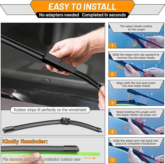 AUTOBOO 22"+22" Windshield Wiper Blade Sets Replacement for Mercedes Benz C class and GLC class 2015-2020 W205 C205 A205 -Original Factory Quality (Pack of 2)