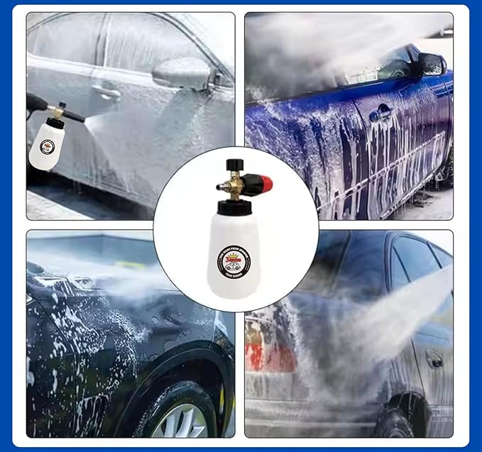 High Pressure Foam Cannon for Pressure Washer, 1L Heavy-Duty Car Wash Sprayer with Brass Connector, Fits Most Pressure Washers, Includes Microfiber Gloves