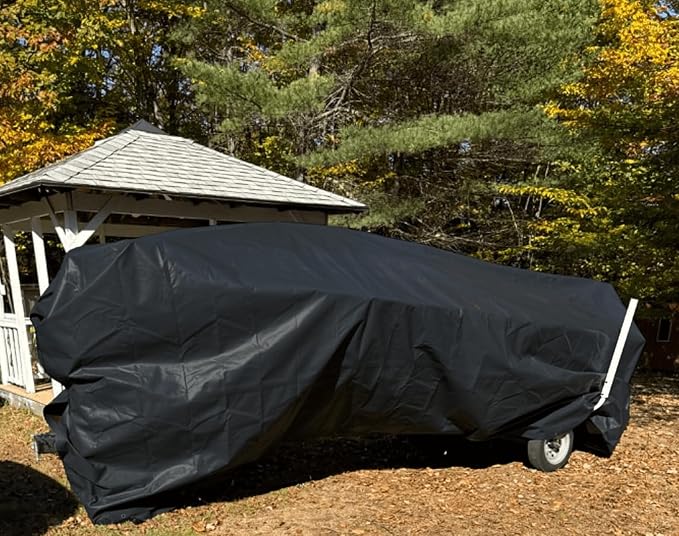 16x16FT Tarps Heavy Duty Waterproof, Large Heavy Duty Tarps with Grommets Reinforced Edges, UV Resistant, Tear&Fade Resistant, 16 Mil Black Covers for Camping Patio Roof Boat Outdoor