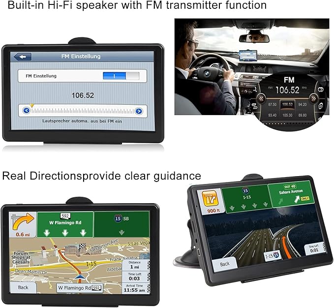 7-Inch Touch Screen GPS Navigation for Car, Truck and RV with 2025 Maps - Speed and Red Light Warning Alerts - Free Lifetime Map Updates