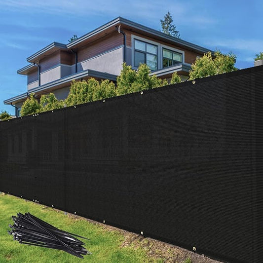 TANG 6' x 50' Privacy Fence Screen Black Shade Cloth with Grommets, Chain Link Fence Panels Outdoor Mesh Fabric Fencing, Balcony Windscreen Cover,Temporary Garden Fencing for Yard Deck Pool