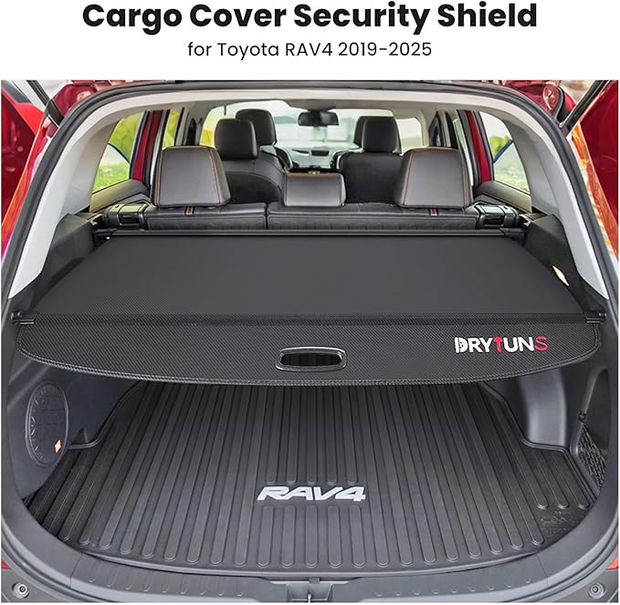 Cargo Cover for Toyota RAV4 2019-2026, Retractable Trunk Cover for Toyota RAV4 2019-2026, Anti-Peeping Security Shield Shade, Black