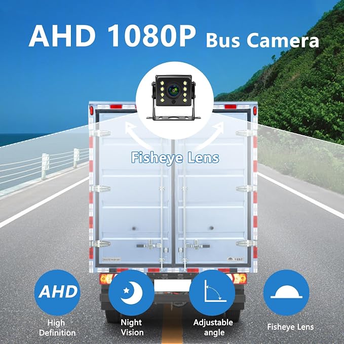 RV Backup Camera Plug and Play 7 Inch AHD 1080P Rear View Camera System, No Delay 2 Channels, Wide Angle Night Vision Wired Reverse Camera Monitor Kit for Truck Trailer Camper Tractor Van