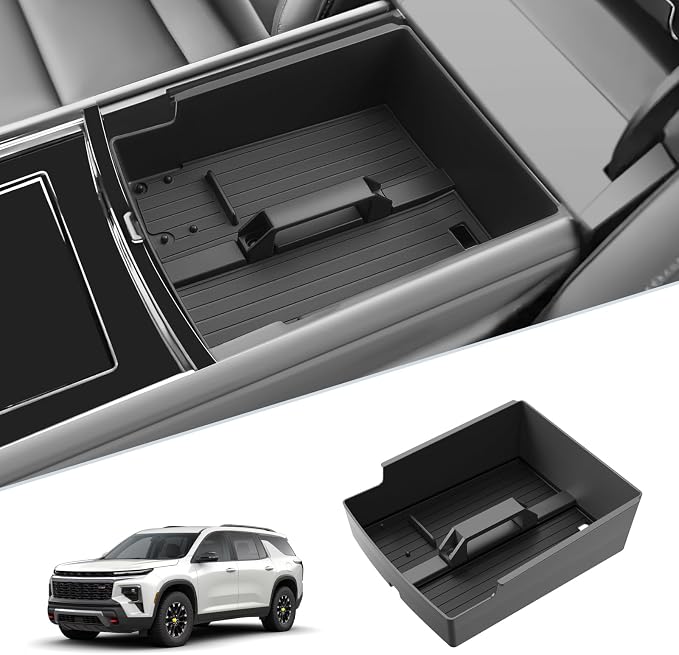SKTU for 2024 2025 2026 Chevy Traverse Center Console Organizer 2024 2025 2026 Traverse (LS/LT/Z71/High Country/RS) Console Tray 2024 2025 2026 Chevy Traverse Accessories with Sunglasses Holder