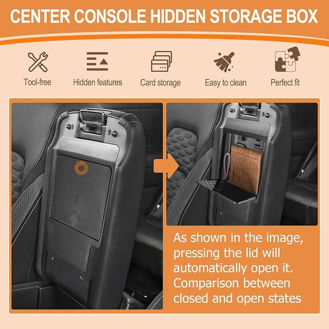 TACORBO Center Console Hidden Storage Box and Center & Lower Console Organizer Combo for Nissan Pathfinder 2022-2026 – Upper Armrest ABS & Lower TPE Storage Inserts