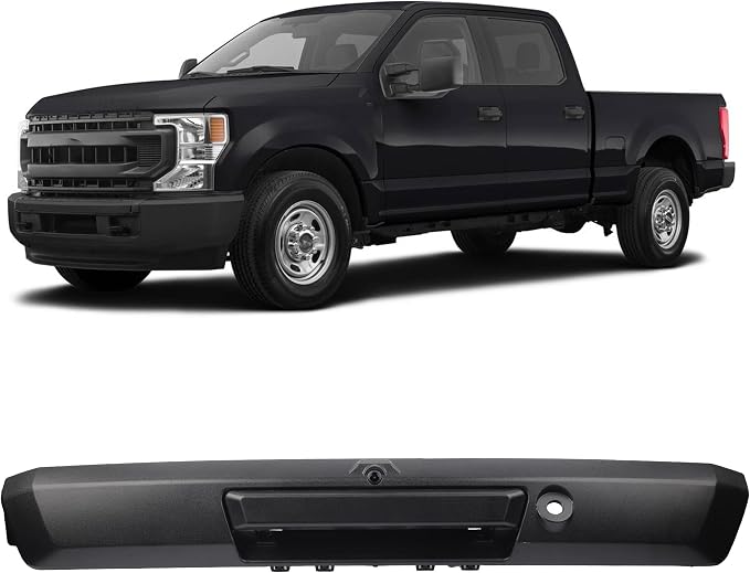 Dasbecan Tailgate Handle with Rear View Backup Camera Compatible with 2017-2022 Ford F250 F350 F450 Super Duty Trunk Hatch Handle Camera Without Release Button HC3Z-9943400-NA HC3Z-9943400-NB