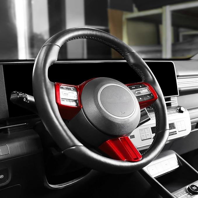 Steering Wheel Button Frame Cover Compatible with Hyundai Sonata 2025 Hyundai Kona 2024-2025 Hyundai Tucson 2025 Accessories (Red)(Not Suitable for N line)