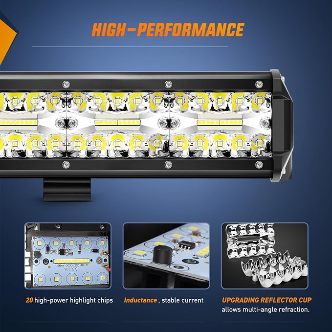 Nilight LED Light Bar 26Inch 540W 50000LM Flood Spot Combo Triple Row Driving Lamp Roof Bumper Off Road LED Work Lights Pods for Van Camper Wagon Car Pickup Golf Cart ATV UTV SUV Truck Boat 4x4