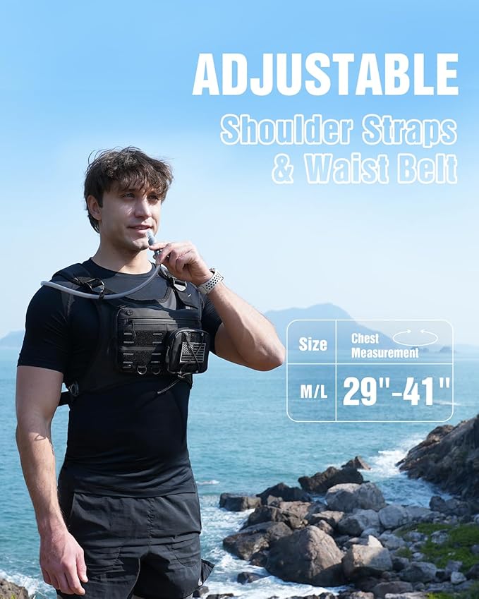 Zelvot Running Vest with 2L Water Bladder, Hydration Backpack, U.S. Design Patent, Lightweight Hydration Pack with Gear Holder, Reflective Chest Pack for Men Women