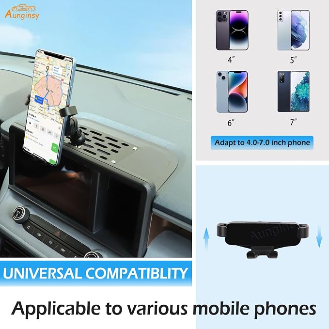Aunginsy Center Console Dash Mount Phone Holder Compatible with Ford Maverick 2022 2023 2024, Car Dashboard Instrument Table Organizer Storage Tray Groove Panel Mobile Cell Phone Bracket Accessories