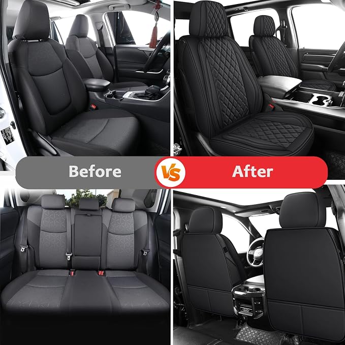 MIROZO 2PCS Front Silverado Seat Covers,Waterproof Truck Seat Covers Compatible with 2007-2026 Chevy Silverado GMC Sierra 1500 2500HD 3500HD Pickup Seat Cover (Black,2PCS Front)