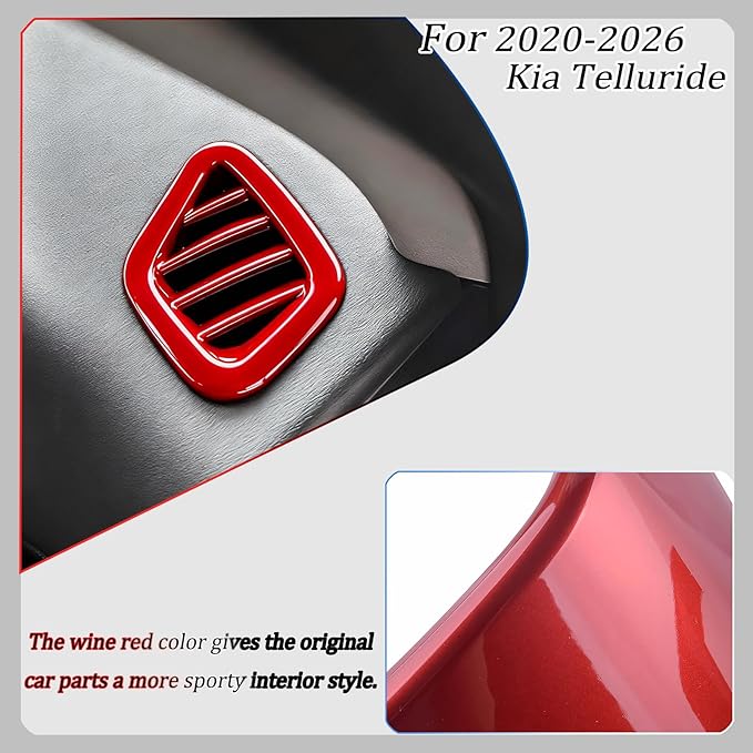 Dashboard Air Vent Cover, for Kia Telluride 2020 2021 2022 2023 2024 2025 2026,Sport Interior Trim Accessories - Wine Red