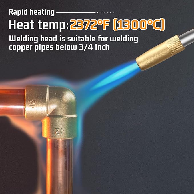 DOMINOX Propane Torch Head for MAP, MAPP and Propane Tank, High Intensity Trigger Start Torch, for Soldering, Ignition, Cooking, Lighting (Not Included Gas Tank)