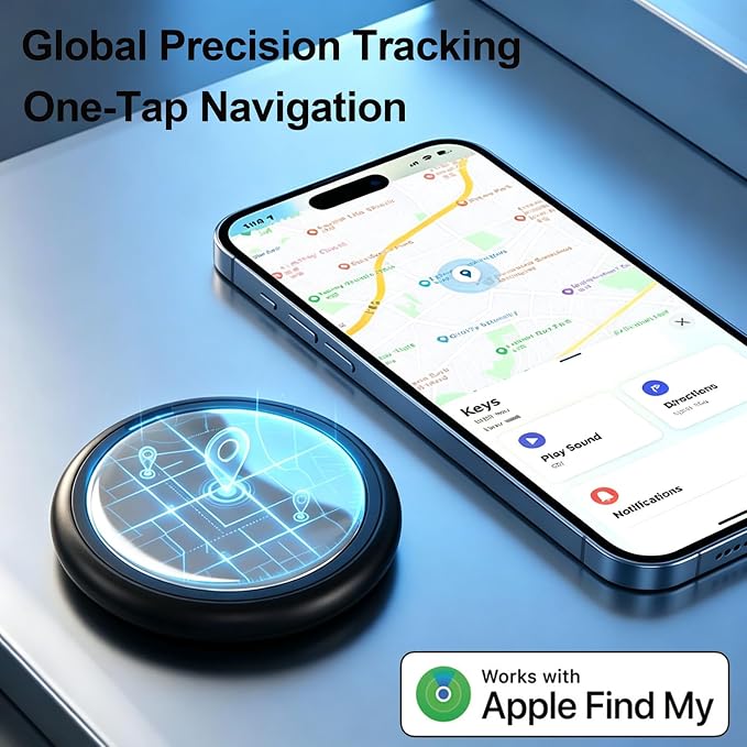 GPS Tracker for Vehicles No Subscription, Hidden Tracker Device for Vehicles, Mini Car Tracker Tag Work with Find My (iOS Only), Tracking Device for Kids, Key, Pet (4)