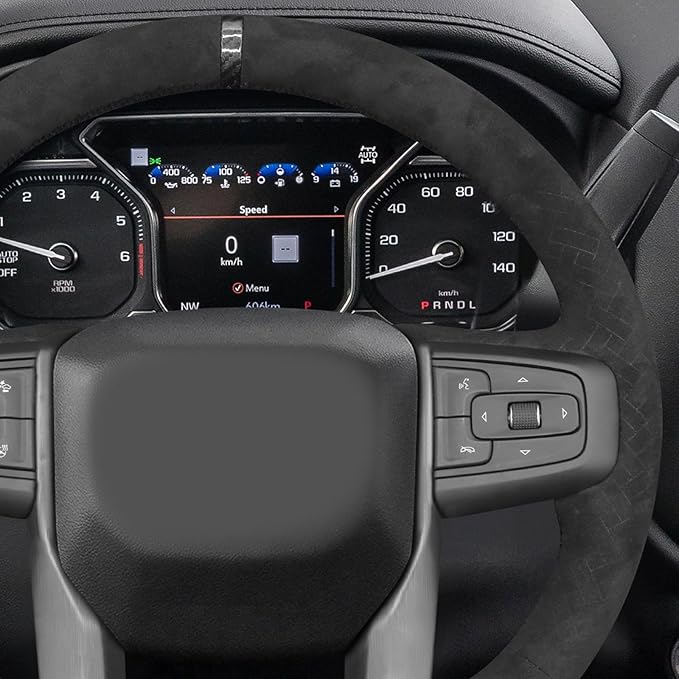 MEWANT Hand Stitch Steering Wheel Protector Wrap Cover for GMC Sierra 1500 2019-2023/Sierra 1500 Limited 2022/Sierra 2500 2020-2024/Sierra 3500 2020-2024/Yukon 2021-2023