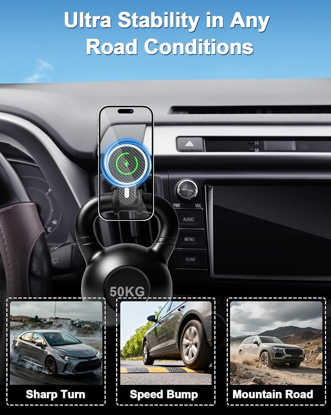 PZK Car Phone Holder for Toyota RAV4 2013-2015 2016 2017 2018 Accessories Custom Air Vent Phone Mount Magnetic 15W Fast Wireless Charger Hands Free 360° Rotation Cell Phone Automobile Cradles