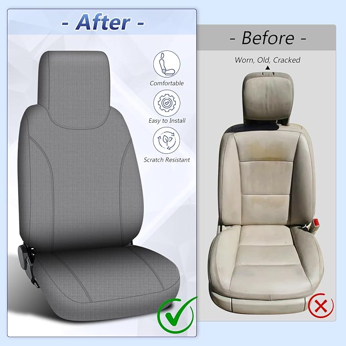 Custom-Fit Front Seat Cover for 2006-2025 Isuzu NPR, Premium Automotive Bucket Seat Cover with Molded Headrests, Airbag Compatible, Quick Setup Interior Cover for 2006-2025 Isuzu NPR