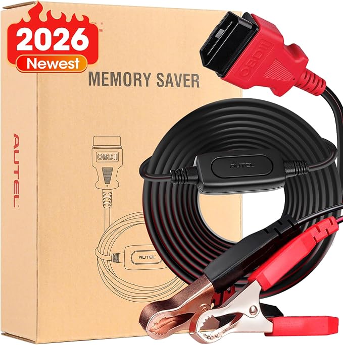 2026 Autel MaxiBAS BTMS OBD2 Car Battery Tester Memory Saver, Preserve Vehicle Data Code Electronic Preset, Maintain Data Surge Protection Attaches to 12 Volt Backup Battery, Provide Power to Vehicle