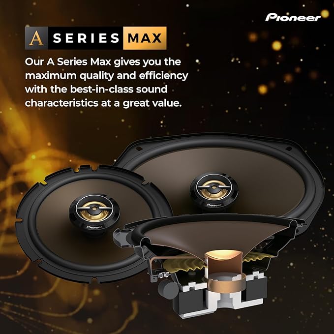 PIONEER A-Series MAX TS-A693CH 6” x 9” 2-Way Speakers (Pair) – 460W Max, Balanced Sound + Smooth Treble, Enhanced Bass, Ideal Factory Upgrade, Installation Adaptors Included