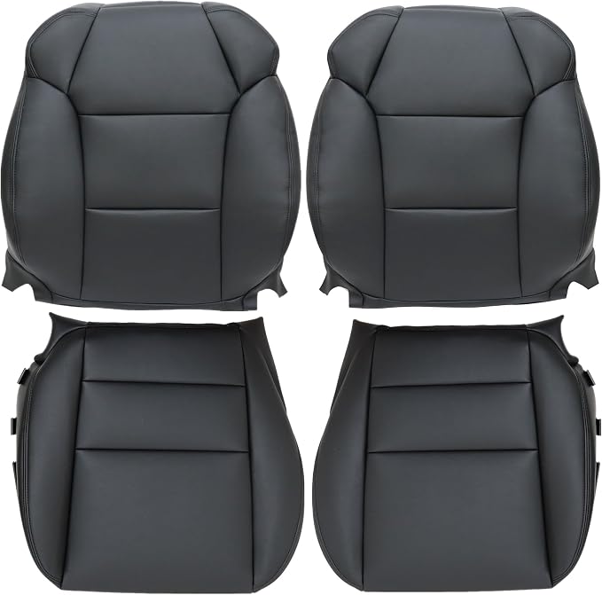 Driver & Passenger Side Bottom & Top Lean Back Leather Seat Cover Black Compatible with Acura MDX 2007 2008 2009 2010 2011 2012