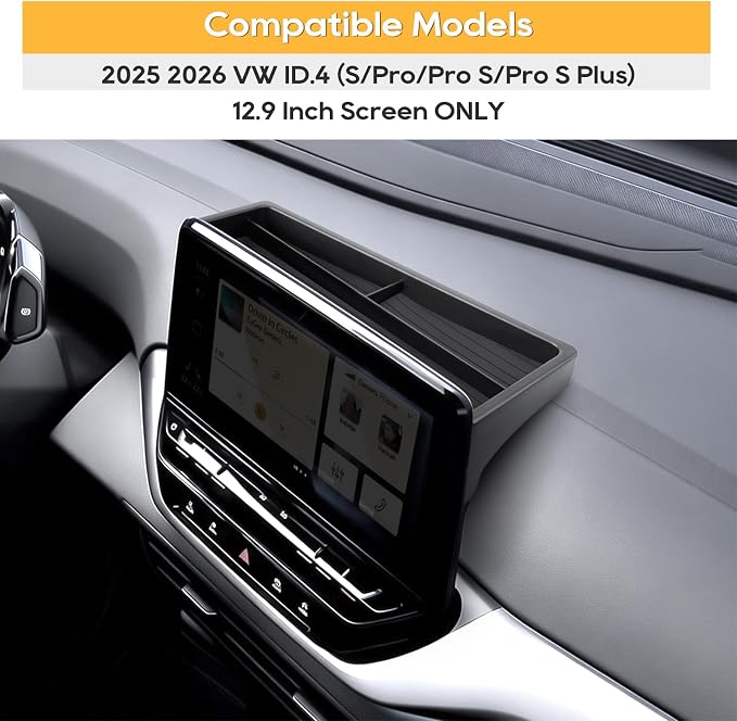 For VW ID.4 Dashbaord Center Console Organizer for 2025 2026 VW ID.4 (S/Pro/Pro S/Pro S Plus) Center Console ABS Storage Tray Insert, OEM Fit, Non-Slip Waterproof Interior Accessories - 12.9 Inch ONLY