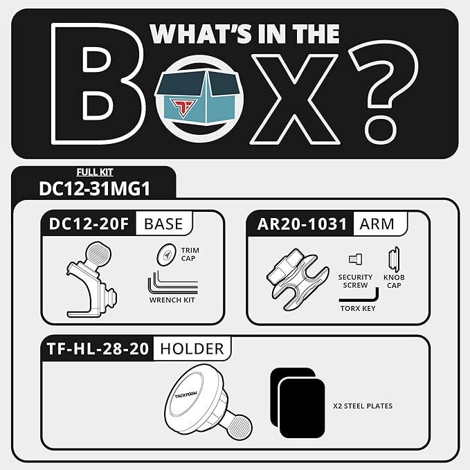 Tackform Link Phone Mount with Top Dash Clip - Compatible with 2021-2025 Ford Bronco | Aluminum | Zero Slip, Anti-Scratch | Universal Magnetic Phone Holder | 2" Arm | Black | (NOT MAGSAFE Compatible)