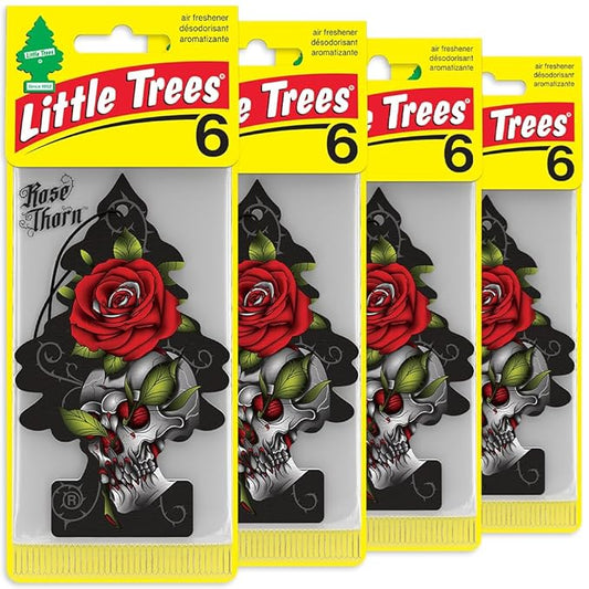 LITTLE TREES Car Air Freshener | Hanging Tree Provides Long Lasting Scent for Auto and Home | 24 Air Fresheners |Rose Thorn