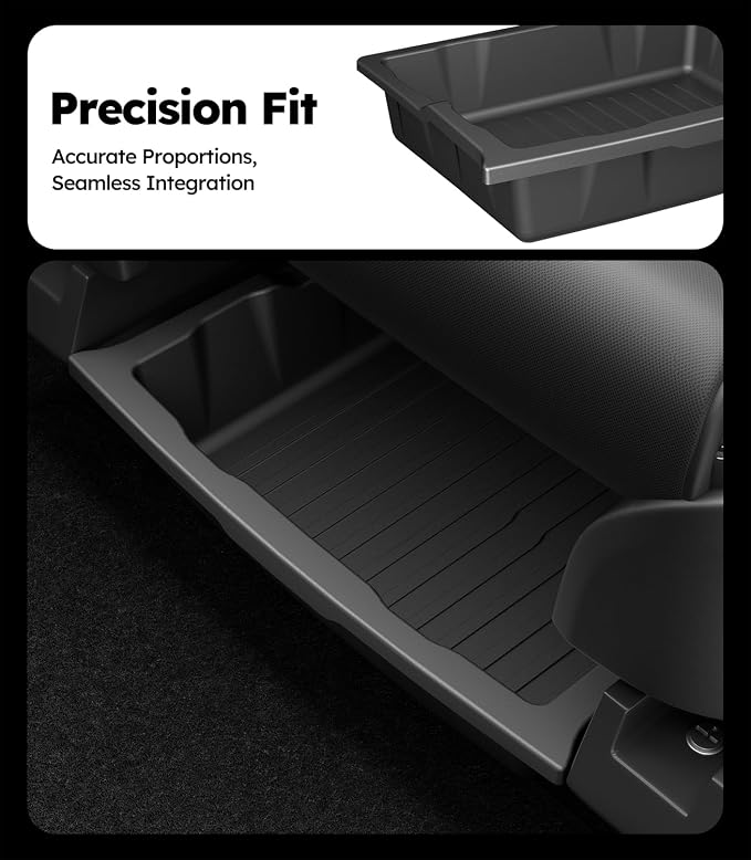 Wigoo Under Seat Storage Box for Tesla Model X 2022~2025, 2 Pack TPE Underseat Storage Tray, Secure No-Slide Installation Design