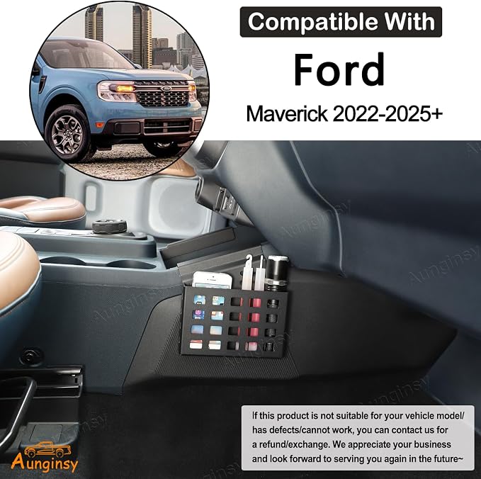 Aunginsy Center Console Right Side Gear Shift Storage Box Basket Compatible with Ford Maverick 2022-2025 Center Console Organizer Tray Side Gear Shift Armrest Storage Box Basket Interior Accessories