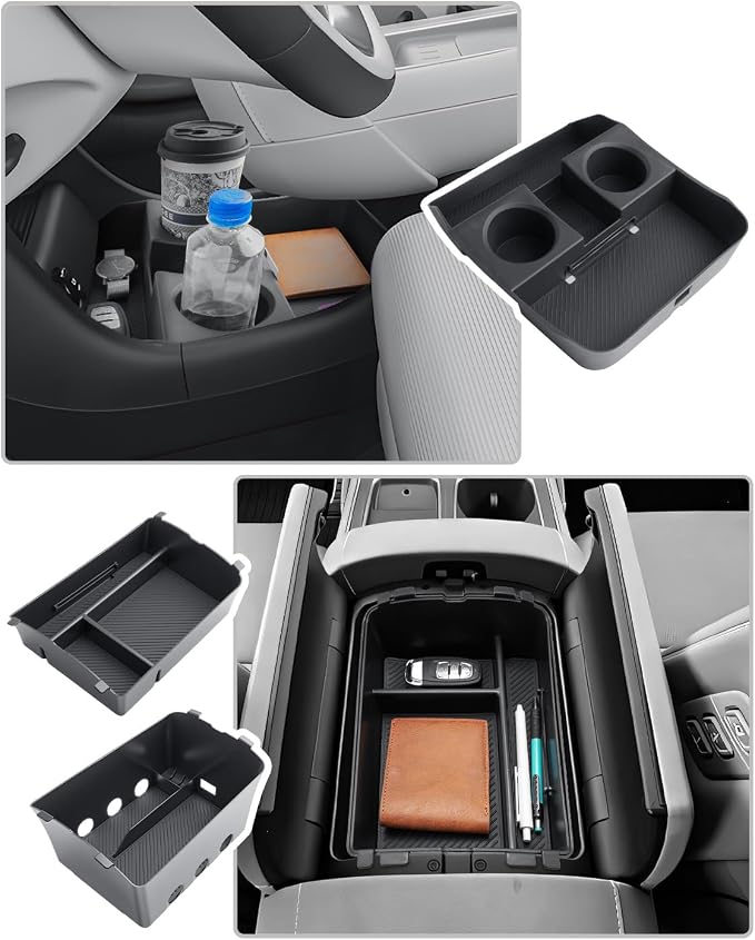 CDEFG 3Pcs for 2026 Hyundai Palisade Center Console & Lower Console Tray | for 2026 Palisade Accessories, Middle Console Dual Organizers Armrest Storage Box & Under Console Tray, for Split Armrest