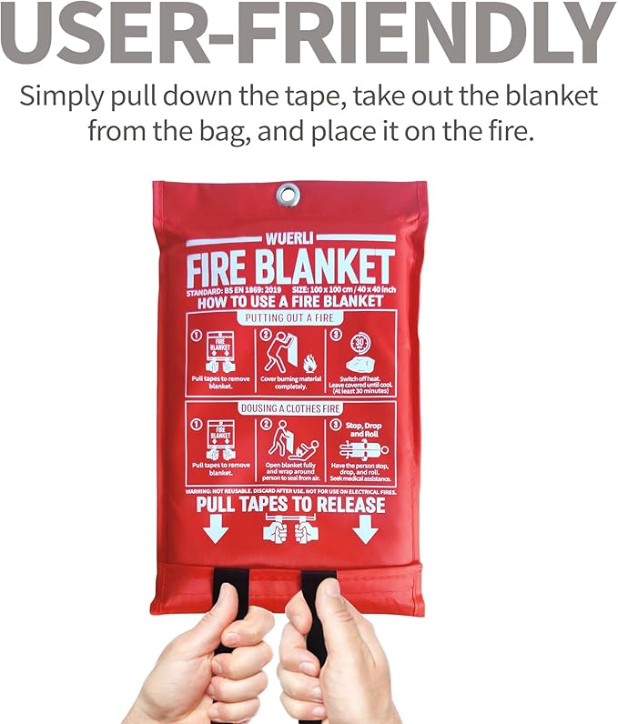Fire Blanket for Home and Kitchen,40" x 40",2 Pack,Emergency Fire Blanket