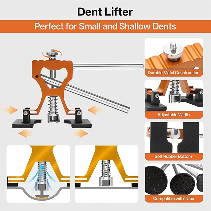 Paintless Dent Repair Kit for Car, PDR Dent Removal Tools with Dent Lifter & Pro Dent Puller Tabs, Auto Body Dent Puller for Car Dent Repair, Hail Damage Repair